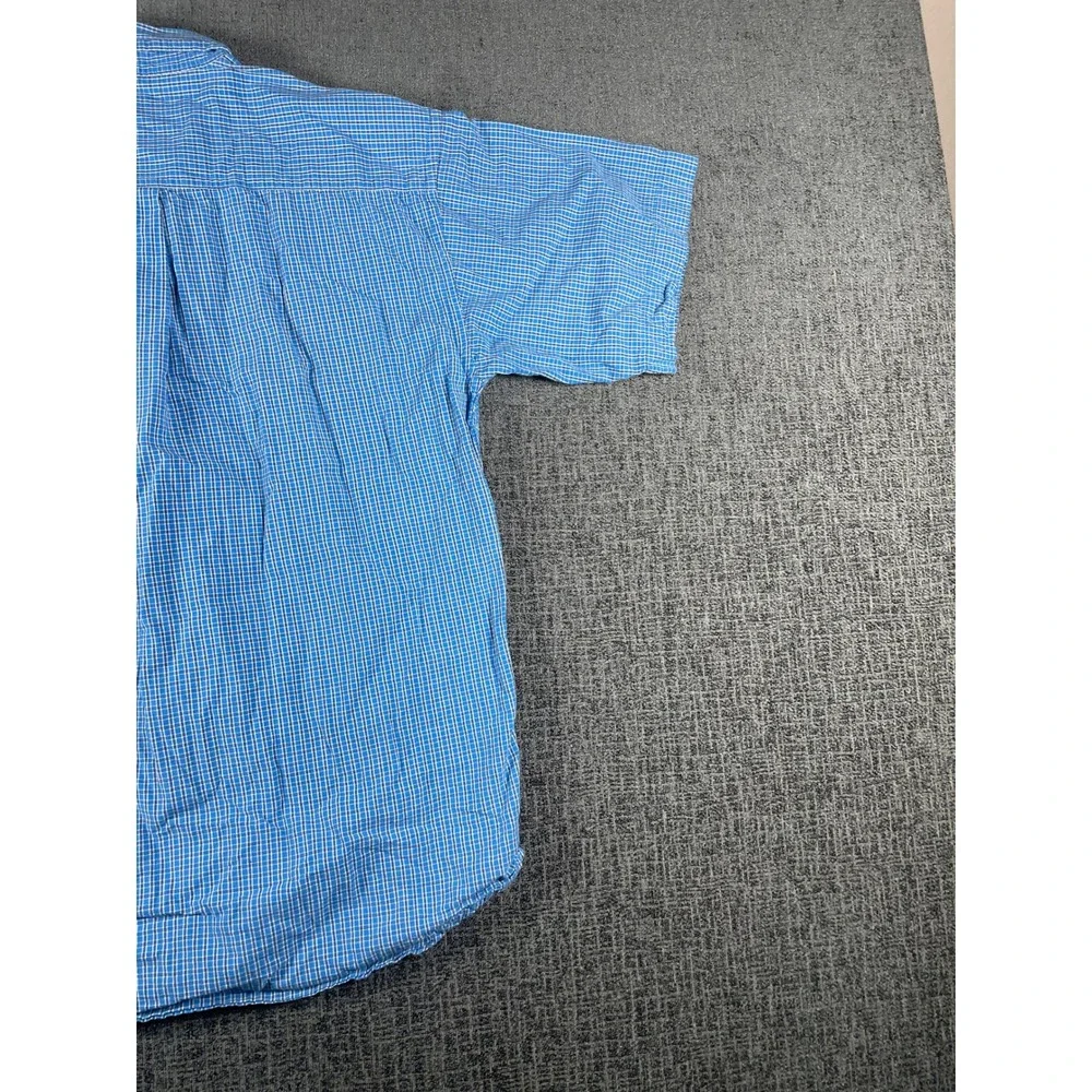 Ralph Lauren Kids Blue Gingham Cotton Short Sleeve Button Down Shirt Size Large